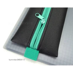 Hot Mäppchen mit Gummiband Kunstleder schwarz grün Buch Kalender A5, Ordner A4 , Federmäppchen, handmade by BuntMixxDESIGN Federmäppchen