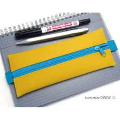 Mäppchen senfgelb senf Gummiband petrol türkis A4 Ordner A5 Planer Skizzenbuch, handmade by BuntMixxDESIGN Federmäppchen