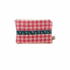 Mäppchen Täschchen Karo kariert türkis pink rosa Sterne Stern  handmade Federmäppchen