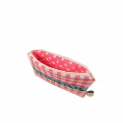 Mäppchen Täschchen Karo kariert türkis pink rosa Sterne Stern  handmade Federmäppchen