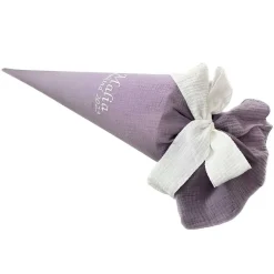 Discount Musselin Schultüte in khaki, Zuckertüte im Nostalgielook, mit Namen und Schulkind bestickt, in vielen Farben Kinder Schultüten