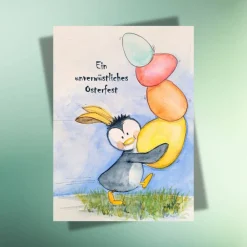 Online Nachhaltige Osterkarte „Ein unverwüstliches Osterfest“ – DIN A6, Klappkarte oder Postkarte, Kraftpapier Osterkarten