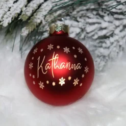 Online Name & Schneeflocke - Personalisierte Weihnachtskugel mit Lasergravur Baumschmuck Personalisierbar