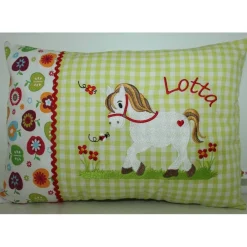 Sale Namenskissen - Kuschelkissen - Pferdchen weiss - 30x40 cm - Taufe - Geburt Geschenke