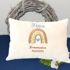Geschenke|ChrisPatchy Namenskissen zu Kommunion oder Konfirmation, personalisiertes Kissen für Jungen, Kissen mit Namen