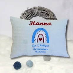 Geschenke|ChrisPatchy Namenskissen zu Kommunion oder Konfirmation, personalisiertes Kissen für Jungen, Kissen mit Namen