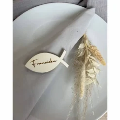 Clearance Namensschilder Fische Taufe, Kommunion, Konfirmation / Tischdekoration Tischkarten personalisiert mit Namen aus Holz Dekoration