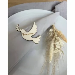 Clearance Namensschilder Taube Taufe, Kommunion, Konfirmation / Tischdekoration Tischkarten personalisiert mit Namen aus Holz Dekoration