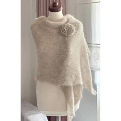 Hot Neue Farbe!Braut Stola,Hochzeit,milchcafe creme,Tuch,Alpaka,Seide! Schal, gestrickt! Brautstolen & -Boleros
