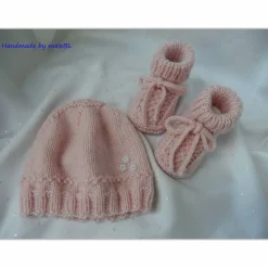 Discount Neugeborenenset rosa – handgestrickte Babymütze & Babyschuhe aus Wolle & Cashmere Geschenke