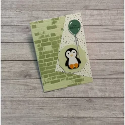 Sale Niedliche Grußkarten / Glückwunschkarten für Kinder zum Geburtstag, für Mädchen & Jungen, Pinguin, Luftballon Handarbeit Kinder Glückwunschkarten