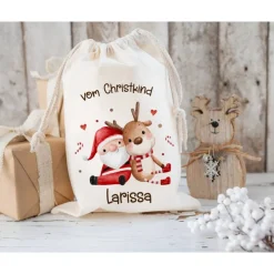 Best Nikolausbeutel, Weihnachtssäckchen personalisiert mit Name, Nikolausgeschenk, Jutebeutel, Nikolaussack mit Name Säckchen & Beutel