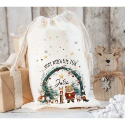 Discount Nikolaussack, Geschenke Kinder personalisiert mit Name, Nikolausgeschenk, Tasche, Nikolausbeutel Weihnachten Säckchen & Beutel