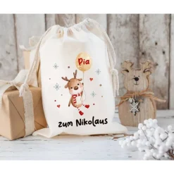 Clearance Nikolaussack, Geschenke Kinder personalisiert mit Name, Nikolausgeschenk, Tasche, Nikolausbeutel Weihnachten Säckchen & Beutel