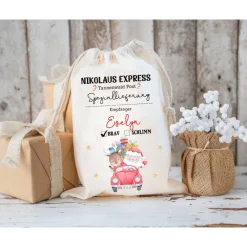 New Nikolaussack mit Name personalisiert, Weihnachtssäckchen für Geschenke, Nikolausgeschenk, Nikolausbeutel Weihnachten Säckchen & Beutel