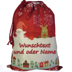 Säckchen & Beutel|Maus-Design Nikolaussack mit Namen beidseitig personalisierbar in 2 Größen / Nikolaus / Weihnachtsmann / Nikolausstiefel mit Name