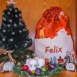 Säckchen & Beutel|Maus-Design Nikolaussack mit Namen beidseitig personalisierbar in 2 Größen / Nikolaus / Weihnachtsmann / Nikolausstiefel mit Name