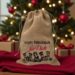 Sale Nikolaussäckchen aus Jute, Weihnachtsbeutel, Geschenktasche, Jutebeutel Säckchen & Beutel
