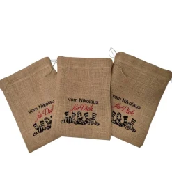 Sale Nikolaussäckchen aus Jute, Weihnachtsbeutel, Geschenktasche, Jutebeutel Säckchen & Beutel