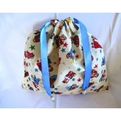 Hot Nikolaussäckchen in beige mit schönen Teddybärmotiven genäht von Säckchen & Beutel