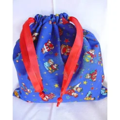 Nikolaussäckchen in blau mit süßen Teddybärmotiven - 1 - genäht von Säckchen & Beutel
