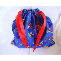 Nikolaussäckchen in blau mit süßen Teddybärmotiven - 1 - genäht von Säckchen & Beutel