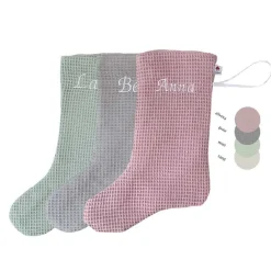 Hot Nikolausstiefel / Nikolausstrumpf / Nikolaussocke aus Waffelpique mit Namen personalisiert Nikolausstiefel