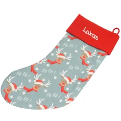 Clearance Nikolausstiefel Elch mit Nikolausmütze & Name - Nikolaussocke personalisiert - Geschenk zum Nikolaus - Weihnachststiefel Nikolausstiefel
