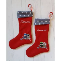 Best Nikolausstiefel mit Namen und Eulenstickerei, Nikolausstrumpf, Nikolausstiefel personalisiert Nikolausstiefel