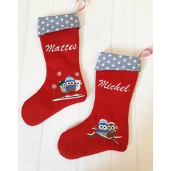 Best Nikolausstiefel mit Namen und Eulenstickerei, Nikolausstrumpf, Nikolausstiefel personalisiert Nikolausstiefel