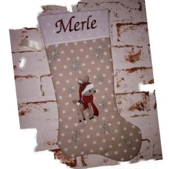 Nikolausstiefel|Stickstube Eckental Nikolausstiefel Rentier mit Namen