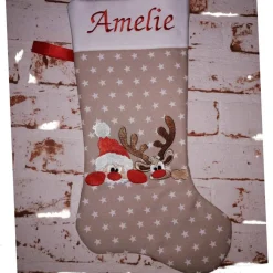 Nikolausstiefel Rentier und Weihnachtsmann mit Namen Nikolausstiefel