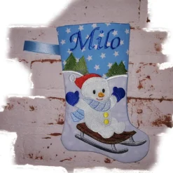 Nikolausstiefel|Stickstube Eckental Nikolausstiefel Schneemann mit Namen