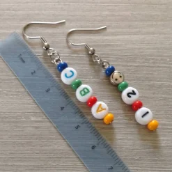 Clearance Ohrhänger ' ABC' und '1,2,3,' nettes Geschenk zur Einschulung / 1. Schultag Kinder Einschulung