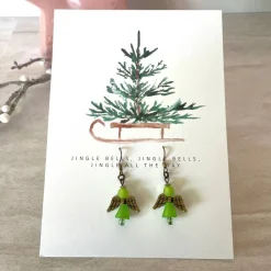 Outlet Ohrringe * Schutzengel * Grün * Ohrhaken Kupfer * Grußkarte Weihnachten * Geschenkidee Weihnachtsaccessoires