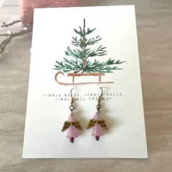 Weihnachtsaccessoires|UtosaDesign Ohrringe * Schutzengel * Rosa* Ohrhaken Bronze* Grußkarte Weihnachten * Geschenkidee