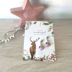 Weihnachtsgeschenke|UtosaDesign Ohrringe * Schutzengel * Rosa * Ohrhaken 925er Silber * Grußkarte Weihnachten * Geschenkidee