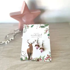 Weihnachtsgeschenke|UtosaDesign Ohrringe * Schutzengel * Rosa * Ohrhaken 925er Silber * Grußkarte Weihnachten * Geschenkidee
