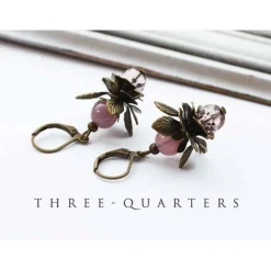 Ohrringe, Blüten, lila, flieder, Hochzeit, Braut, romantisch, Blätter, Herbst, Blatt, bronze, antik, boho, vintage, Lolita Brautschmuck