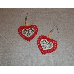 Best Ohrringe handgeklöppelt Holzbild Handarbeit Unikat Herzen Valentinstag Geschenk Oktoberfest Accessoires