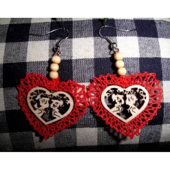 Best Ohrringe handgeklöppelt Holzbild Handarbeit Unikat Herzen Valentinstag Geschenk Oktoberfest Accessoires