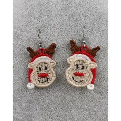 Online Ohrringe Lace Rentier mit Mütze beidseitig Weihnachtsaccessoires