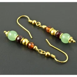 Sale Ohrringe, Ohrhänger mit Edelsteinen und vergoldetem 925er Silber - Aventurin - Granat - Ohrschmuck - Geschenk Geschenke