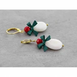 Ohrringe, Tropfen, rot, grün, vintage, Tropfen, Weihnachten, Hochzeit, Brautschmuck, Brautjungfer, edel, elegant, Schmuck, Design, boho Weihnachtsaccessoires