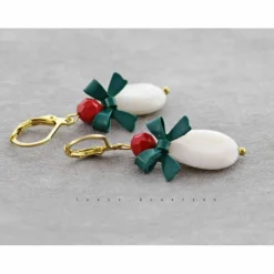 Ohrringe, Tropfen, rot, grün, vintage, Tropfen, Weihnachten, Hochzeit, Brautschmuck, Brautjungfer, edel, elegant, Schmuck, Design, boho Weihnachtsaccessoires