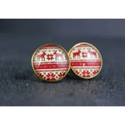 Ohrstecker oder Ohrhänger mit Norweger Strickmuster Weihnachtsaccessoires