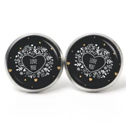 Clearance Ohrstecker Ohrhänger Clipse Valentinstag Herz Liebe schwarz love you - verschiedene Größen - Edelstahl - Geschenkidee Valentinstagsgeschenke