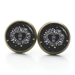 Clearance Ohrstecker Ohrhänger Clipse Valentinstag Herz Liebe schwarz love you - verschiedene Größen - Edelstahl - Geschenkidee Valentinstagsgeschenke