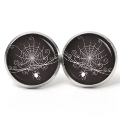 New Ohrstecker, Ohrhänger, Clipse Halloween Spinne Spinnennetz schwarz weiß Schmuck