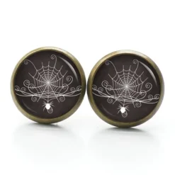 New Ohrstecker, Ohrhänger, Clipse Halloween Spinne Spinnennetz schwarz weiß Schmuck